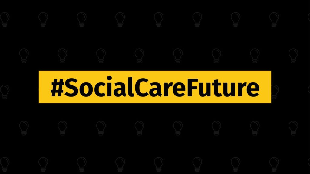 An image of the Social Care Future logo on a black background